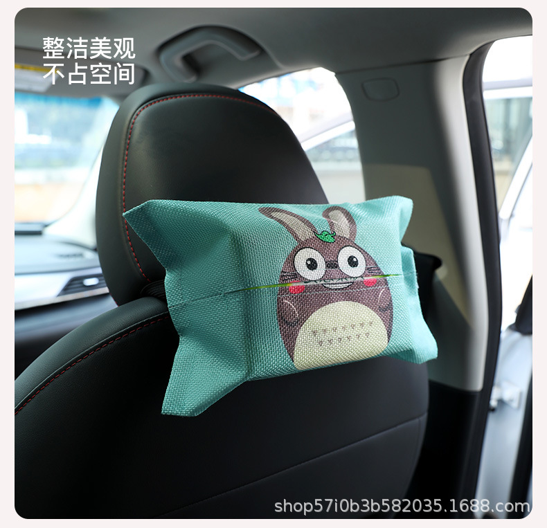 Creative Car Seat Tissue Box Hanging Car Seat Back Draining Cartoon Box Cover Car Interior Decoration Cartoon Cute