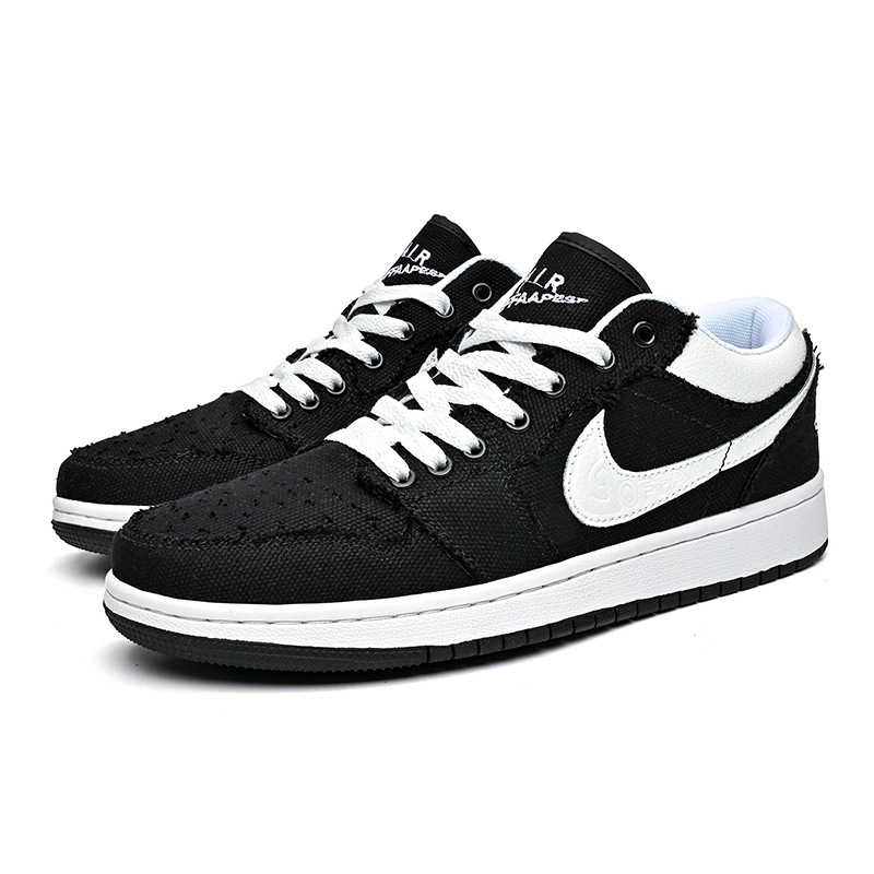 Authentic Putian AJ men's shoes, summer canvas shoes, Dunk student low-top sneakers, black and white panda sports basketball shoes for women