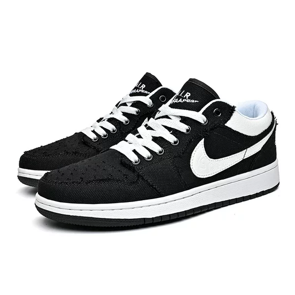 Authentic Putian AJ men's shoes, summer canvas shoes, Dunk student low-top sneakers, black and white panda sports basketball shoes for women