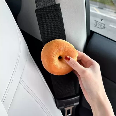 Creative Bagel Bread Car Seat belt shoulder pad - beckham-bread-black-shoulder-pads