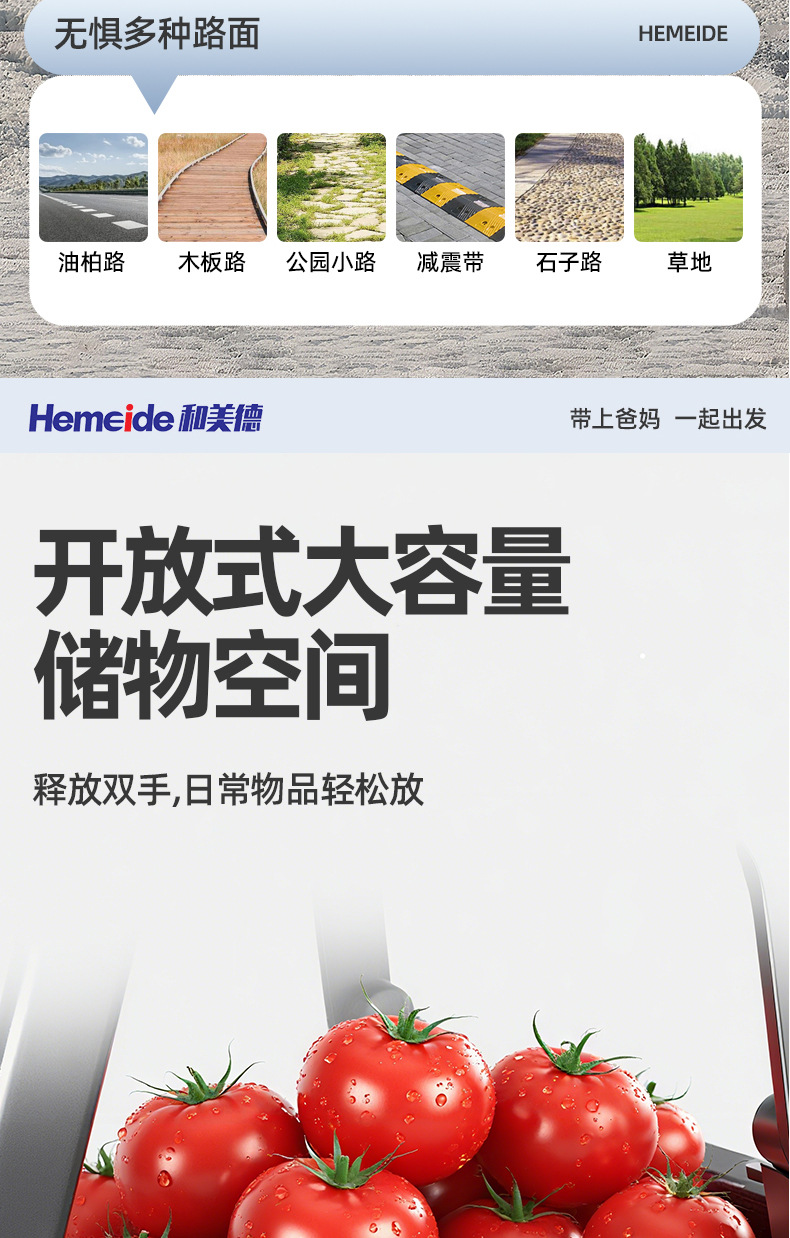 Four-Wheel Electric Mobility Scooter for the Elderly, Foldable Portable Electric Vehicle for Seniors with Disabilities
