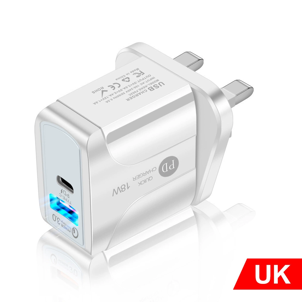 Зарядное устройство PD18W (Butterfly) PD18W, USB-C PD + QC3.0, 18W, Европа/США/Великобритания