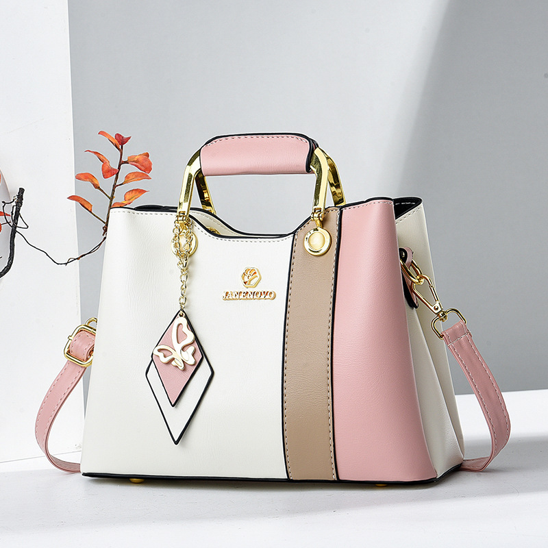 2025 nuevo color contraste bolso de mujer de mediana edad bolso de ropa de cama casual bolso inferior temperamento bolso de madre bolso de hombro portátil