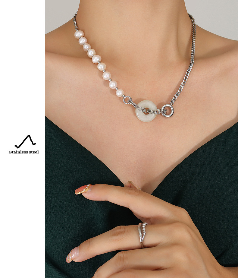 Casual Solid Color Titanium Steel Necklace Pearl Plating Stainless Steel Necklaces