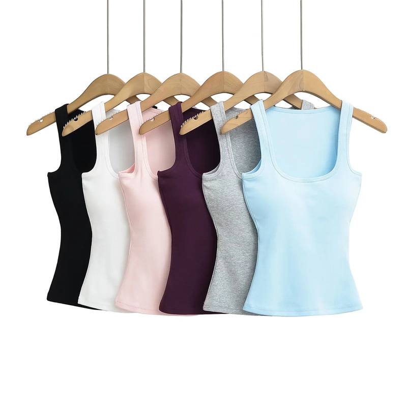 European and American Spice Girl Deep U-neck Slim-fit Sleeveless Slim Top Summer New Style Outer Wear Inner Sport Camisole Vest for Women
