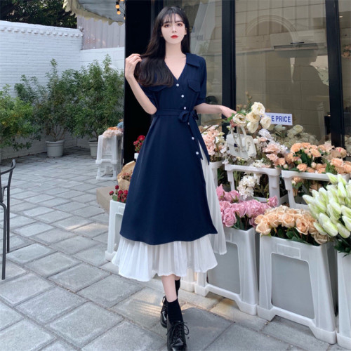 Vintage French V-neck Design Fitted Mini Dress with Unique Charm and Body Shaping Asymmetrical Dress