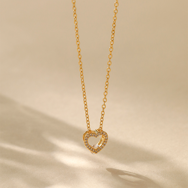 8g Weight 18K Gold Plated Plating Material Copper Pendant Material Zircon Inlay Material Pendant Necklace Classification Copper Chain Material cable chain Chain Type 1 Piece Quantity Daily Occasion Copper Material Heart Shape, Flower, Bow Knot Pattern Women's Gender Inlay Design Sweet Style Copper 18K Gold Plated Inlay Heart Shape Flower Bow Knot Zircon Pendant Necklace 40