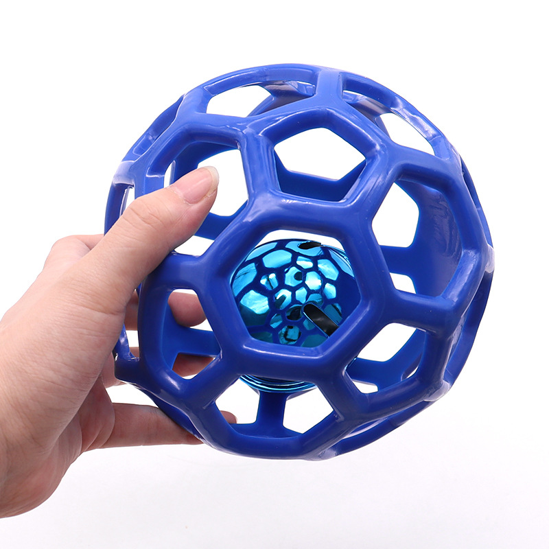 Juguete para perros, sonido, bola de campana, bola de malla de goma, rompecabezas, mascota hueca, bola de olfato, resistente a morder, juguete para perros