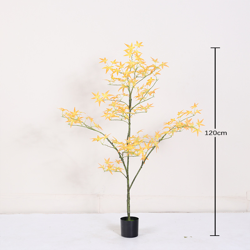 Mini planta en maceta de hoja de arce amarilla regular 120cm (viene con una maceta negra)