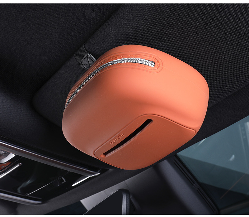 Silicone car tissue box, hanging type, universal for armrest box and seat back, tissue box cover for car tissue storage