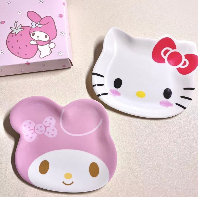 Cartoon melamine dish cute small size snack dried fruit cake small dish thickened snack dish drop-resistant small plate