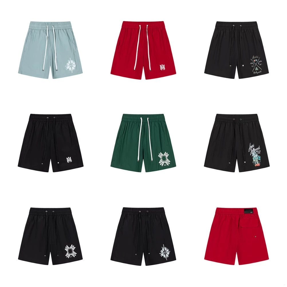 Трансграничные европейские и американские модные брендовые быстросохнущие повседневные шорты с буквенным узором amri для мужчин и женщин, эластичные пляжные брюки для улицы
