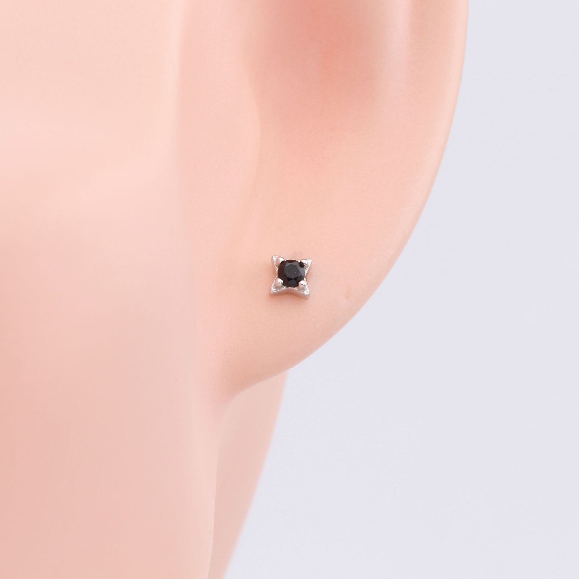 1 Pair Simple Style Star Sterling Silver Inlay Zircon White Gold Plated Gold Plated Ear Studs display picture 6