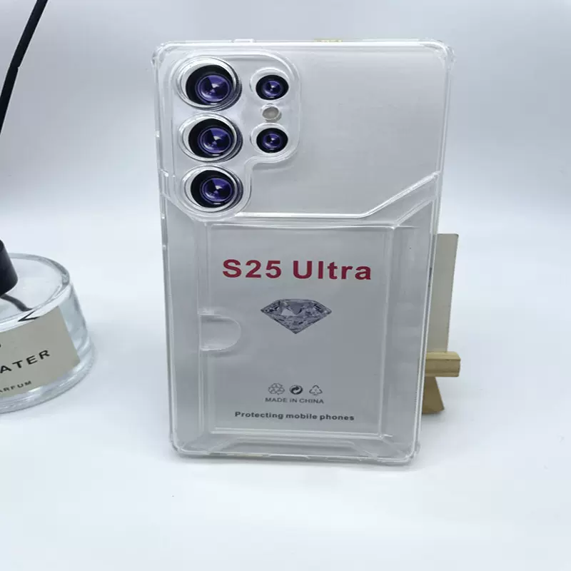 适用韩版三星 S25ULTRA 侧插卡透明外贸手机壳S25 5G卡包保护壳