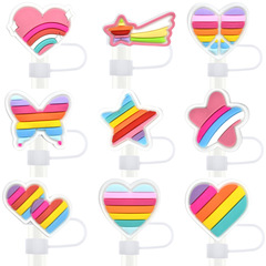 Straw Decor Accessory Heart Star Straw Cap 8-10mm Reusable Straw Sleeve Dustproof Straw Plug