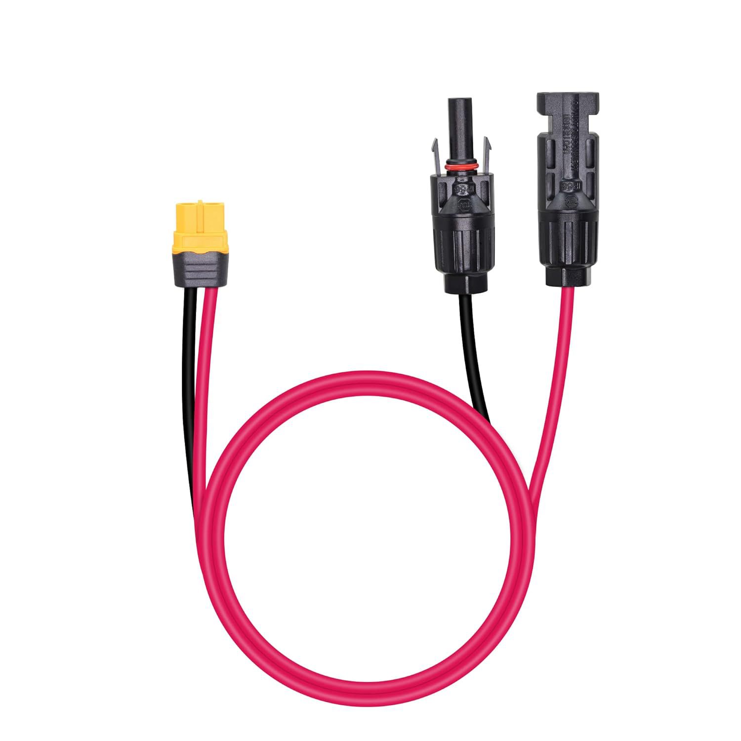 RIIEYOCA 太阳能连接器到 XT60 适配器,12 AWG 电缆 XT60 母头连