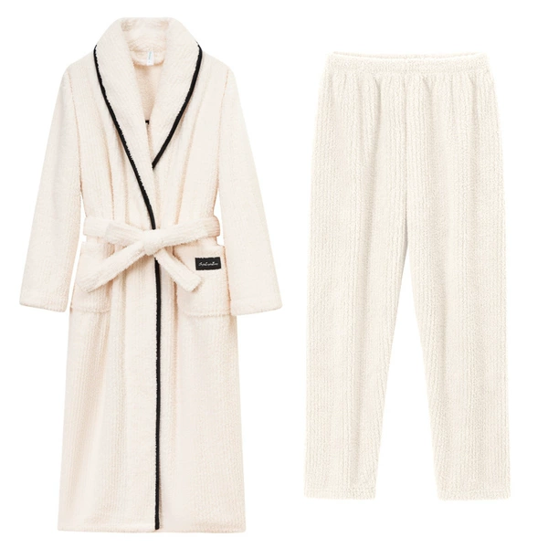 Beige bathrobe, trousers