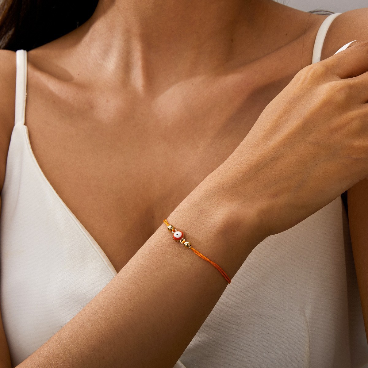 Europea y americana transfronteriza nueva pulsera del ojo del diablo estilo bohemio tejida a mano cuerda de cera pulsera ajustable