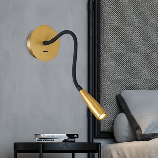 Cross-border spot simple bedroom bedside spotlight open-fitting hotel engineering gooseneck hose LED Reading wall lamp
