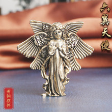 复古黄铜六翼天使桌面摆件欧美神像爱神丘比特铜雕工艺品摆饰批发