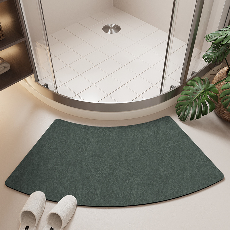 Curved Bathroom Floor Mat Toilet Shower Room Door Arc Anti-Slip Mat Bathroom Fan-Shaped Diatom Mud Absorbent Foot Mat