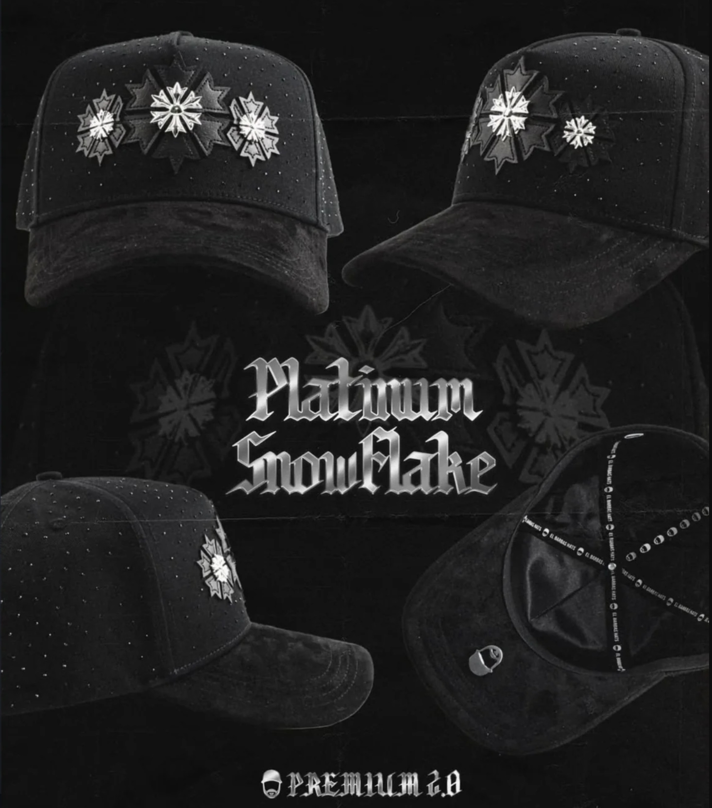Nuevo Meike Duo Dandy bordado ajustable gorra de boca de pato borde curvo gorra de béisbol con diamantes barba tío