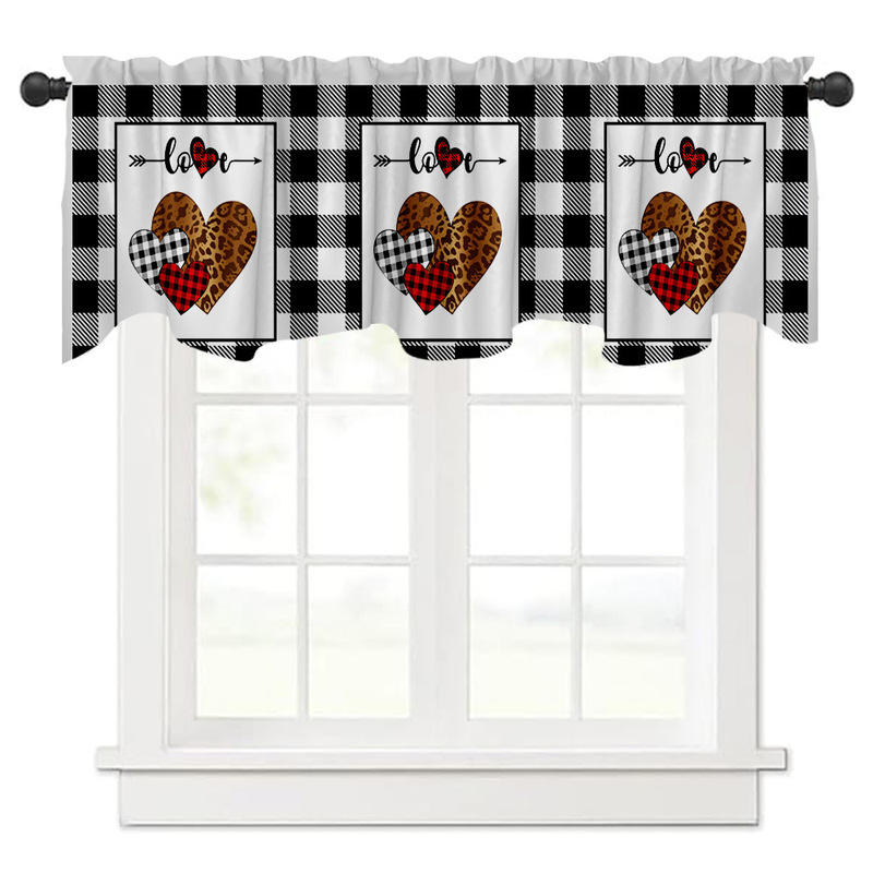 Amazon Foreign Trade Digital Plaid Love Half Curtain Door Curtain Coffee Curtain Kitchen Washbasin Cabinet Dustproof Curtain Amazon Foreign Trade Digital Plaid Love Half Curtain Door Curtain Coffee Curtain Kitchen Washbasin Cabinet Dustproof Curtain