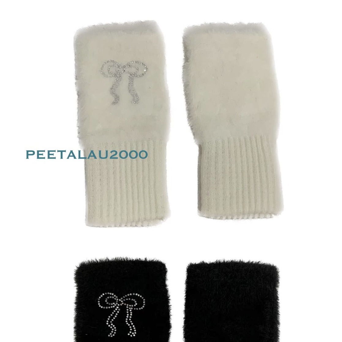 Brand winter cute keep warm knitted gloves with bow