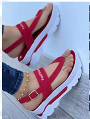 2025 Sommer Große Zehenclip Dicke Sohle Einfarbige Schnalle Keil Damen Sandalen_voghion.com