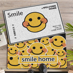 Cartoon smile circle plush doormat, entryway mat, welcome mat, trendy and personalized, door mat for scraping mud and dirt, durable and easy to clean.