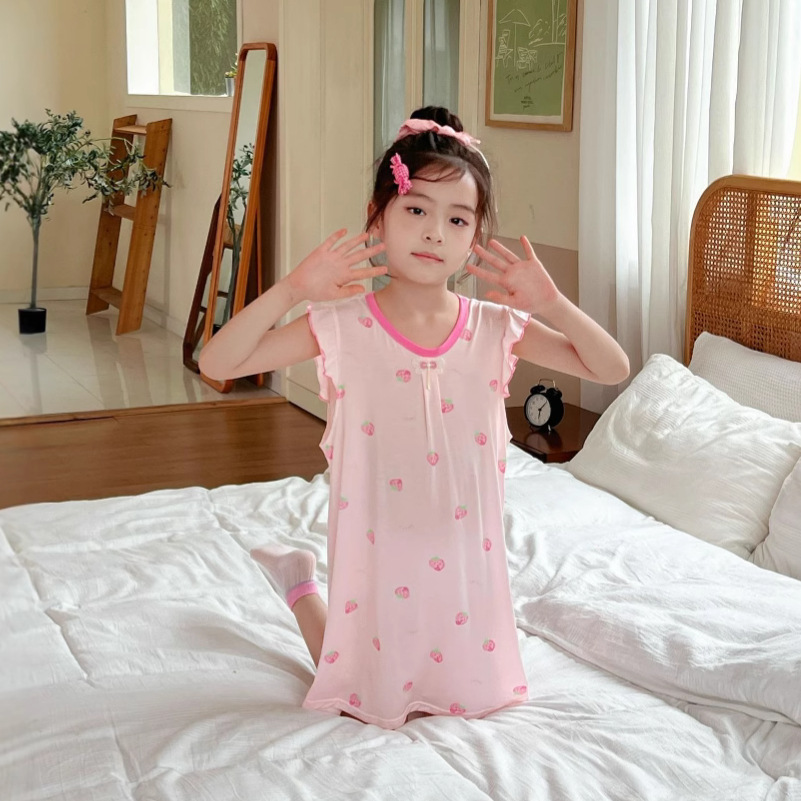 [Personalizado] Niña verano celeste camisón mujer tesoro bolso 2 lindo lazo falda de manga voladora mono de estilo dulce