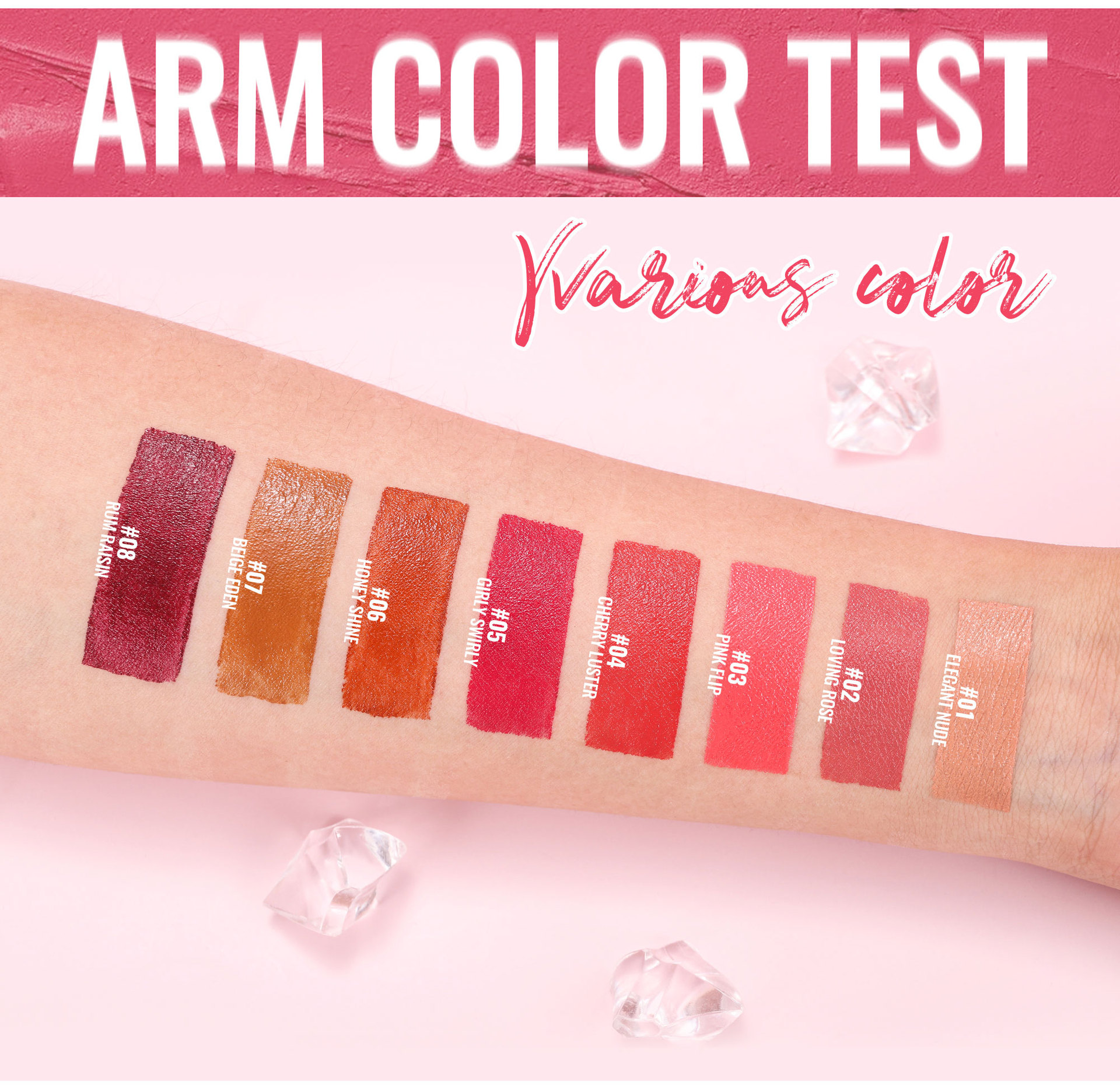 Cross-border waterproof and moisturizing Lipstick HANDAIYAN velvet lipstick enhances complexion. 8-color natural moisturizing lipstick in stock undefined