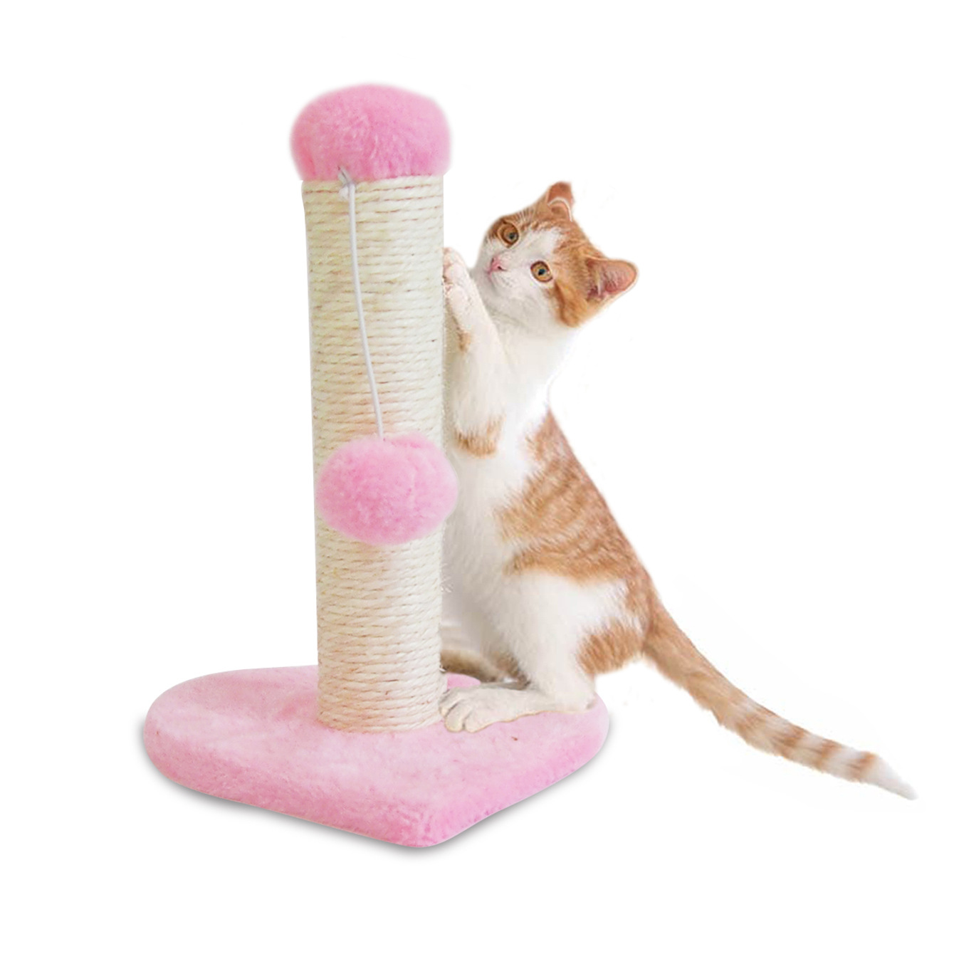 粉色猫爬架猫抓柱蓝色爱心宠物爬爬悬球猫咪玩具家居剑麻跨境