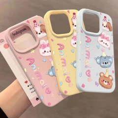 帽子考拉小熊适用iPhone17promax糯米手机壳苹果16大孔15磨砂肤感