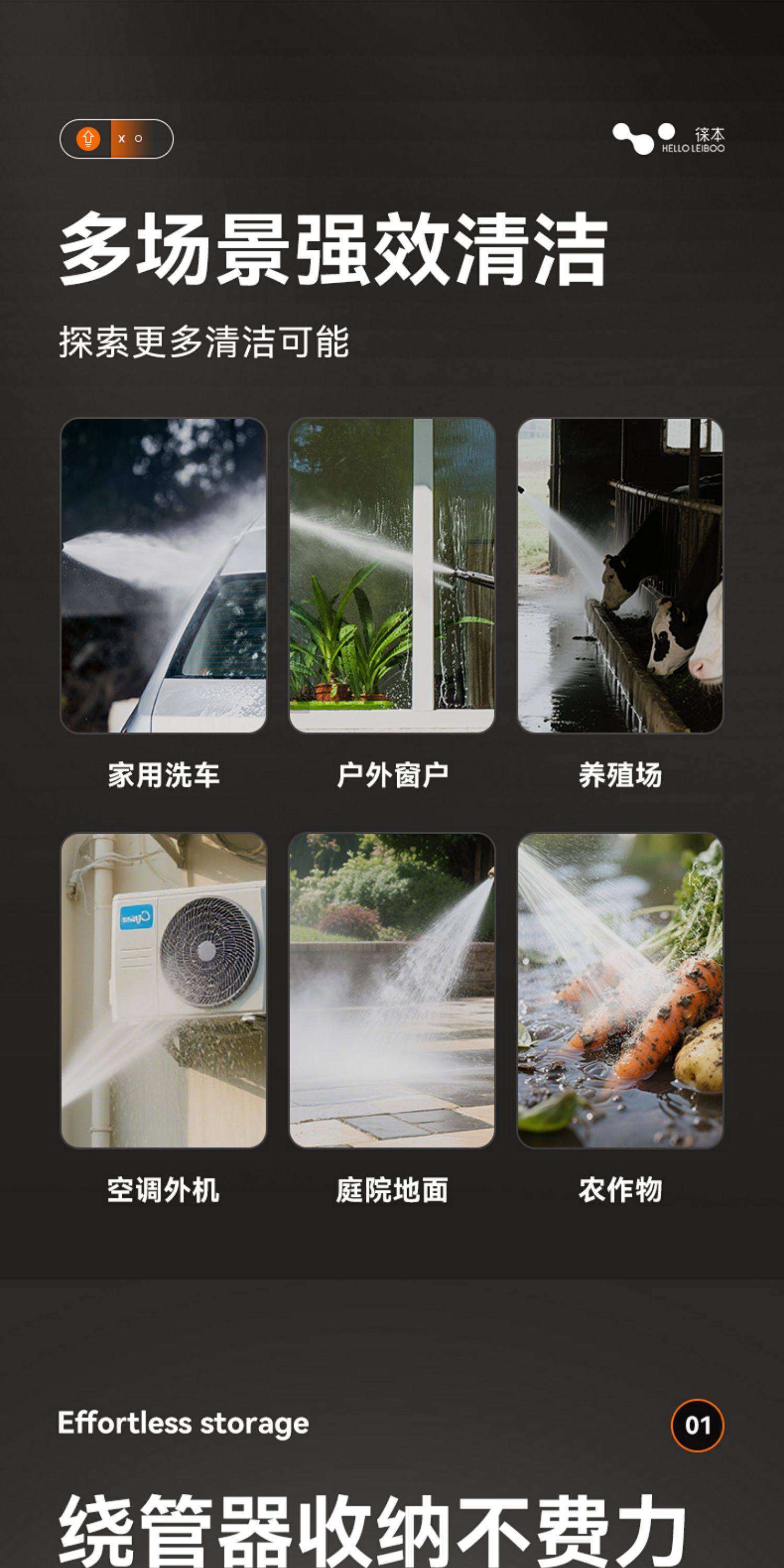 Laiben Car Washing Machine High-Pressure Water Gun Household 220V High-Power Car Washing Tool Booster Pump Powerful Floor Cleaning Machine