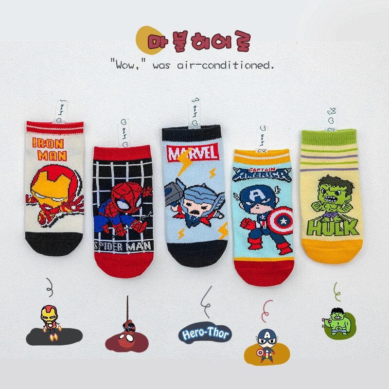 Spring and Summer New Style 1-12 Year Old Boys and Girls Cute Cartoon Marvel Hero Kidsren Baby Cotton Boat Socks Manufacturer Wholesale Spring and Summer New Style 1-12 Year Old Boys and Girls Cute Cartoon Marvel Hero Kidsren Baby Cotton Boat Socks Manufacturer Wholesale