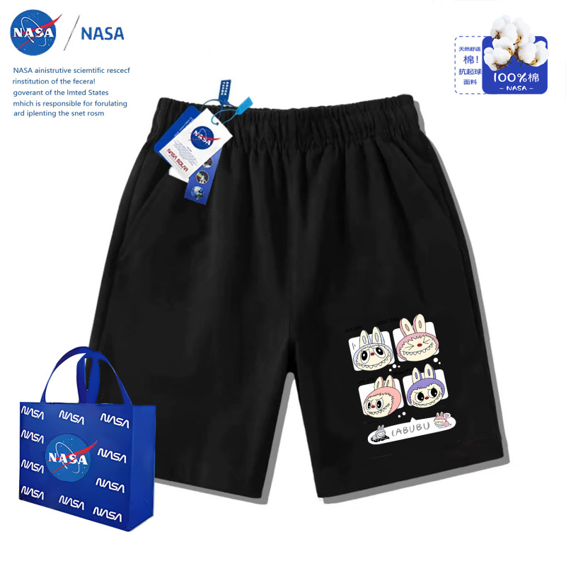 NASA爆火2025电动车拉布布外穿直筒短裤中大童五分裤子休闲短裤|undefined