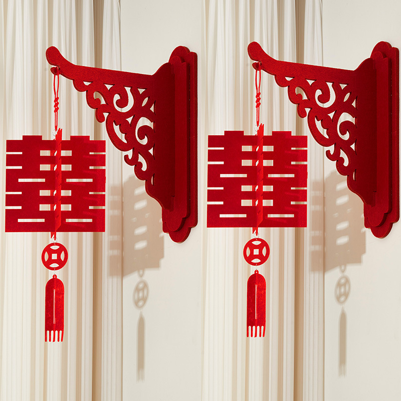 Wall hanging + fang xixi lanterns (1 pair, 2 pieces) [thickened red]