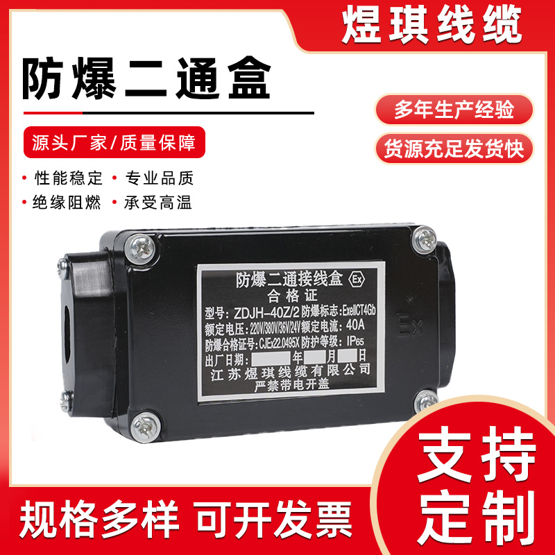 防爆二通盒 电伴热带带指示灯防爆电源接线盒 二通终端盒带灯加热