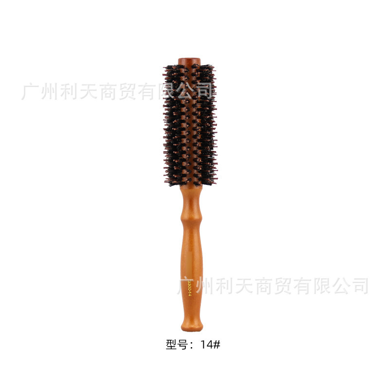 天然猪鬃毛滚梳内扣拉直滚梳美发梳木梳卷发梳实木毛滚梳子发廊梳|undefined