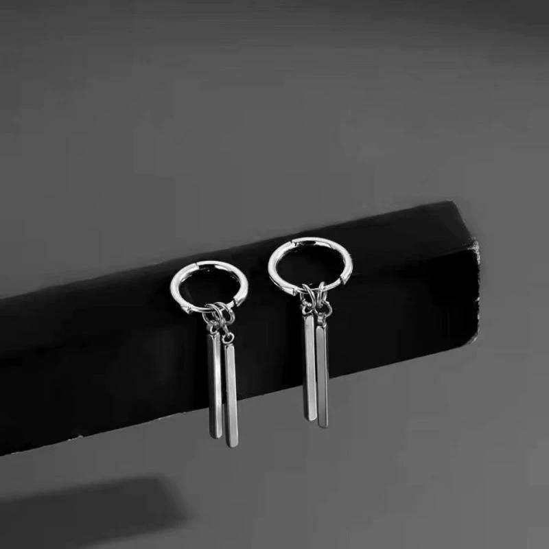 Серьги из нержавеющей стали, корейский стиль, клипсы и гвоздики, простой элегантный дизайн