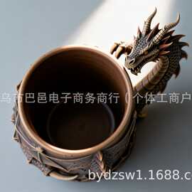 跨境暗黑奇幻龙形杯 魔龙爪纹立体裂纹肌理桌面马克杯
