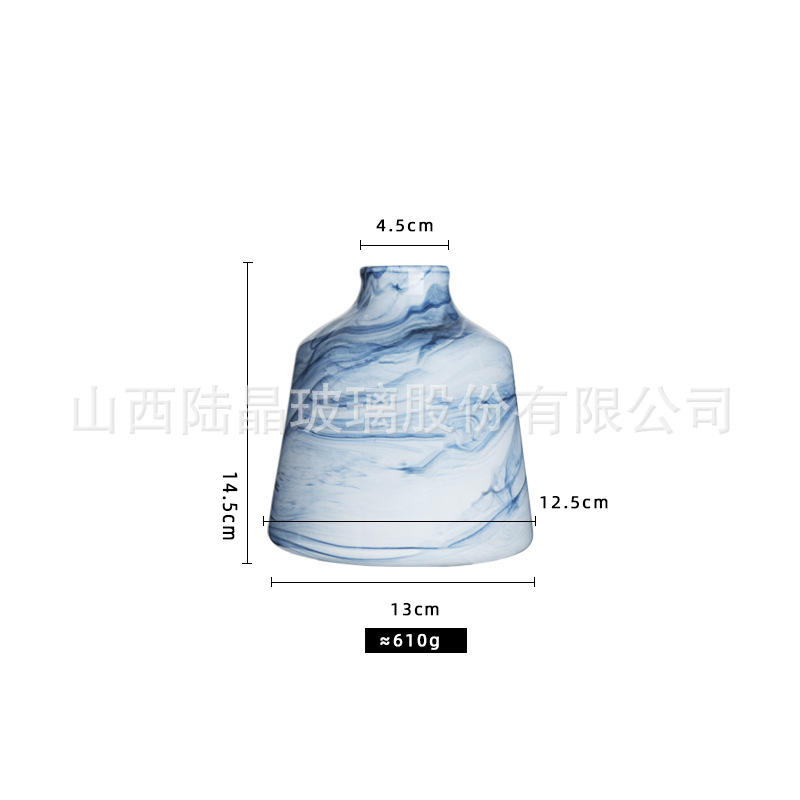 Jarrón de Cristal con Diseño de Niebla de Color Verdadero, Estilo Europeo, Jarrón de Cristal Hecho a Mano, Decoración para el Hogar, Adorno