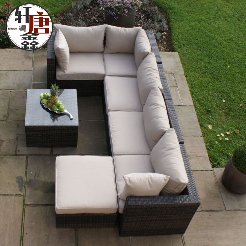 Sofá de caña terraza al aire libre ocio al aire libre muebles de caña villa patio a prueba de agua tela de caña esquina sofá combinación
