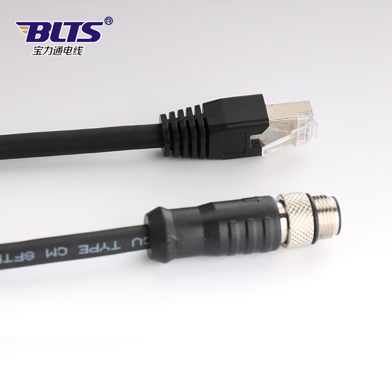 M12转接RJ45编码器高柔拖链线8芯工业相机数据线航空插头连接线|ms