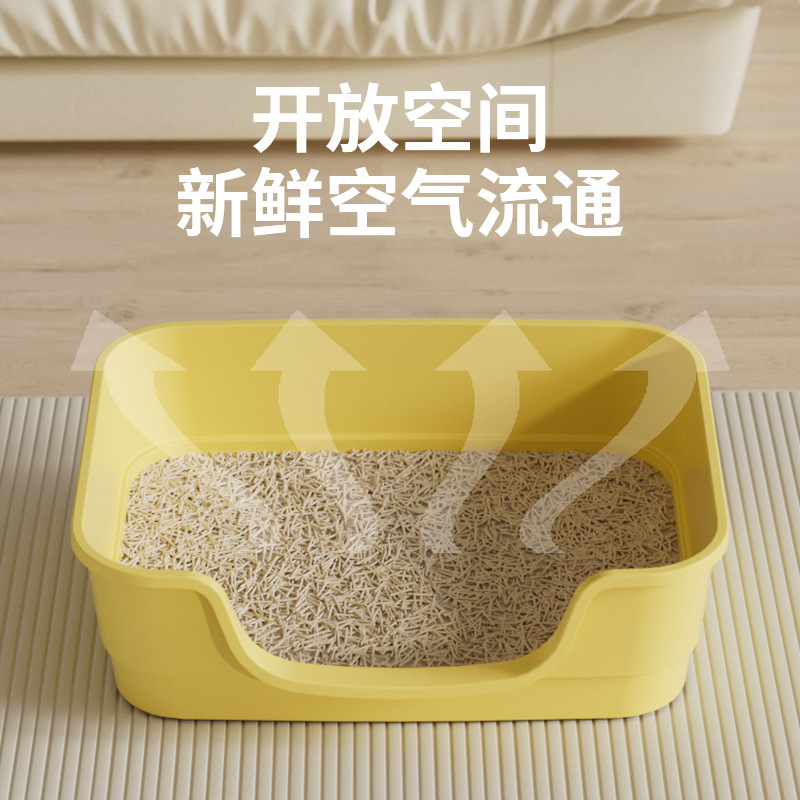 Baña de arena para gatos de tamaño super grande, bañera abierta semicerrada, inodoro antiodorante antiespiraciones para gatos, pala especial para gatos