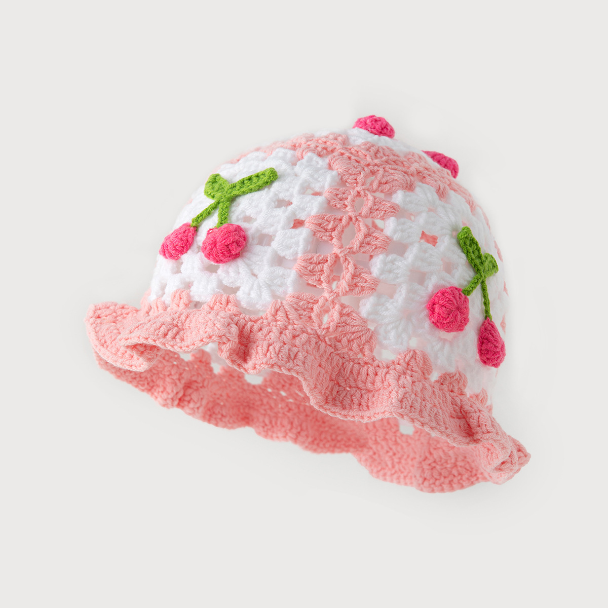 Crimping Rim Women's Cartoon Style Simple Style Cherry Crimping Wool Cap