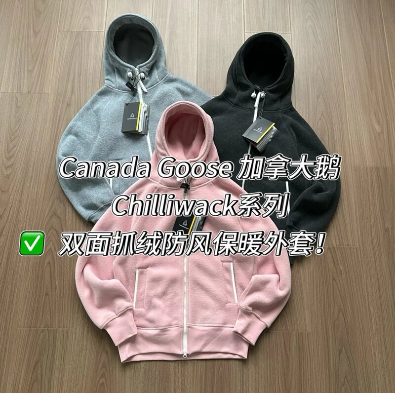 Canada Goose Chilliwack Double-Sided Lamb Wool Hooded Jacket for Men and Women, Windproof and Warm Couple's Coat
