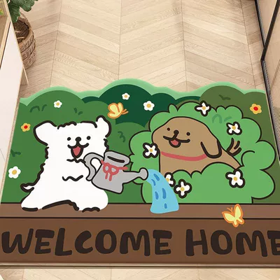 Avtomobil döşəmə paspasları — Cartoon Lines Puppy Bathroom Absorbent - water-the-puppy-4060cm25mm-diatom-mud