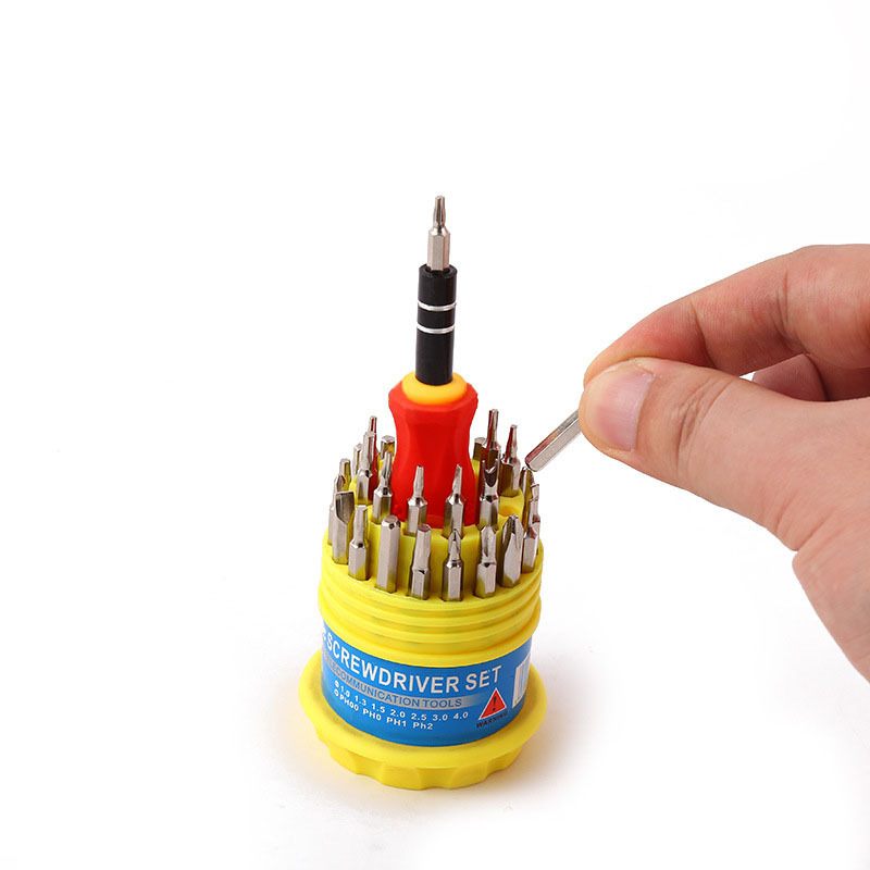 Fabricante tipo Y en forma de U ciruela triángulo destornillador reloj reparación de la computadora del hogar desmontaje 31-en-un juego de lotes de Telecomunicaciones